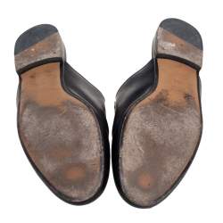 Pre Owned Gucci Black Leather Princetown Horsebit Mules Size 36.5