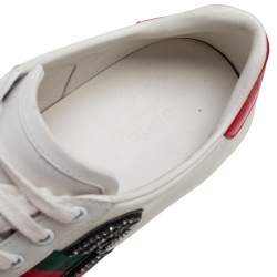 مملوكة مسبقًا حذاء رياضى غوتشى أيس منخفض من أعلى أيس جلد أبيض مزخرف سافيتي بين مقاس 38.5