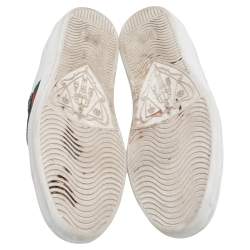 مملوكة مسبقًا حذاء رياضى غوتشى أيس منخفض من أعلى أيس جلد أبيض مزخرف سافيتي بين مقاس 38.5