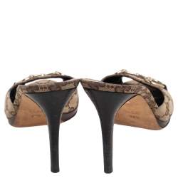 مملوكة مسبقًا صندل سلايد غوتشي هورسبيت كانفاس جي جي بيج مقاس 38.5