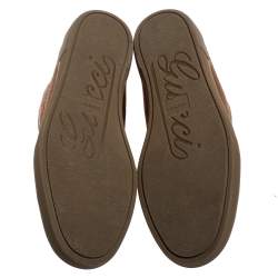 Pre Owned Gucci Beige/Brown GG Monogram Canvas And Leather High Top Sneakers Size 37