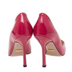 Pre Owned Gucci Pink Patent Leather Horsebit Pumps Size 36.5