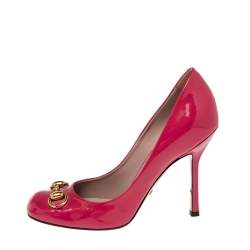 Pre Owned Gucci Pink Patent Leather Horsebit Pumps Size 36.5