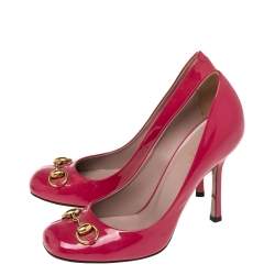 Pre Owned Gucci Pink Patent Leather Horsebit Pumps Size 36.5