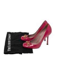 Pre Owned Gucci Pink Patent Leather Horsebit Pumps Size 36.5
