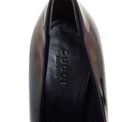 Pre Owned Gucci Black Patent Leather Horsebit Peep Toe Pumps Size 38