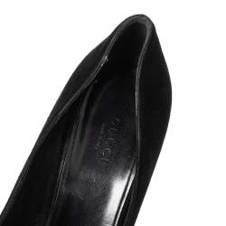 Gucci Black Suede Crystal Embellished Heel Peep Toe Pumps Size 39