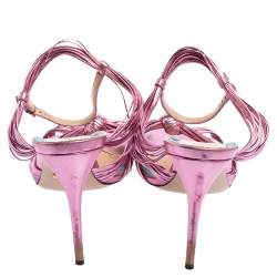 مملوكة مسبقًا صندل غوتشي عقدة ألي جلد سير وردي ميتالك مقاس 41