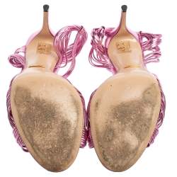 مملوكة مسبقًا صندل غوتشي عقدة ألي جلد سير وردي ميتالك مقاس 41