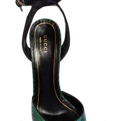 Pre Owned Gucci Green Python Leather Huston Sandals Size 39