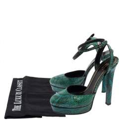 Pre Owned Gucci Green Python Leather Huston Sandals Size 39