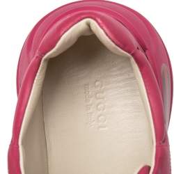 مملوكة مسبقًا حذاء رياضي غوتشي ريتون جلد وردي عنق منخفض طبعة شعار الماركة مقاس 39 