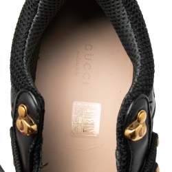 Pre Owned حذاء رياضي غوتشي فلاش تريك شبك وجلد أسود عنق منخفض مقاس 38