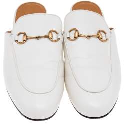 Pre Owned حذاء سلايد غوتشي برينستون جلد كريمي مزين هورسبيت مقاس 38.5