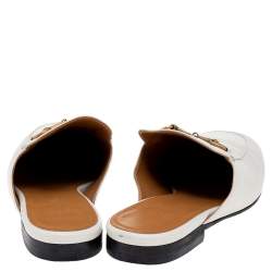 Pre Owned حذاء سلايد غوتشي برينستون جلد كريمي مزين هورسبيت مقاس 38.5