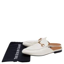 Pre Owned حذاء سلايد غوتشي برينستون جلد كريمي مزين هورسبيت مقاس 38.5