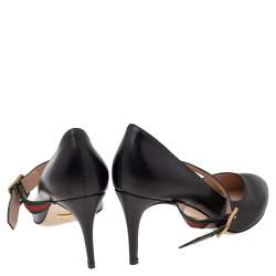 Pre Owned Gucci Black Leather Sylvie Mary Jane Pumps Size 38