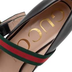 Pre Owned Gucci Black Leather Sylvie Mary Jane Pumps Size 38