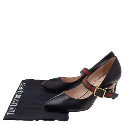 Pre Owned Gucci Black Leather Sylvie Mary Jane Pumps Size 38