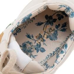 مم لوكة مسبقًا Gucci Off White Leather Rhyton Gucci Logo Low Top Sneakers Size 38.5