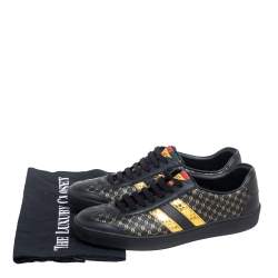 مملوكة مسبقًا حذاء رياضي غوتشي دابر دان جلد أسود/ذهبي ويب مقاس 38 