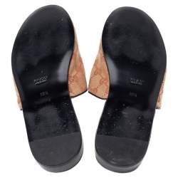 Pre Owned حذاء سلايد غوتشي كانفاس جي جي بيج مزين إن واي يانكيز مقاس 38.5