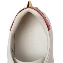 مملوكة مسبقًا Gucci White Leather New Ace Web Faux Pearl Embellished Low Top Sneakers Size 36.5