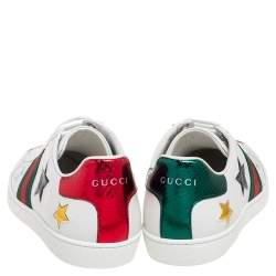 مملوكة مسبقًا Gucci White Leather And Python Embossed Leather Ace Low Top Sneakers Size 40