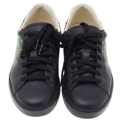 Gucci Black Leather Ace Panther Print Low Top Sneakers Size 40