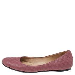 Pre Owned Gucci Pink Micro Guccissima Leather Ballet Flats Size 37