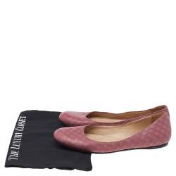 Pre Owned Gucci Pink Micro Guccissima Leather Ballet Flats Size 37