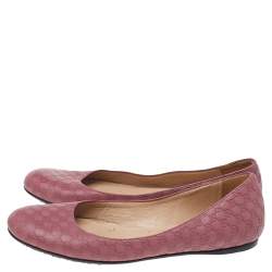 Pre Owned Gucci Pink Micro Guccissima Leather Ballet Flats Size 37