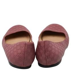 Pre Owned Gucci Pink Micro Guccissima Leather Ballet Flats Size 37