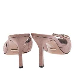مملوكة مسبقًا Gucci Pale Pink Guccissima Leather Horsebit Slide Sandals Size 39