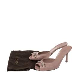 مملوكة مسبقًا Gucci Pale Pink Guccissima Leather Horsebit Slide Sandals Size 39