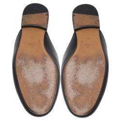 مملوكة مسبقًا Gucci Black Floral Embroidered Leather Princetown Mules Size 40