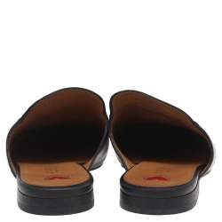 مملوكة مسبقًا Gucci Black Floral Embroidered Leather Princetown Mules Size 40