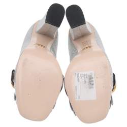 Pre Owned Gucci Metallic Silver Leather GG Marmont Pumps Size 37.5