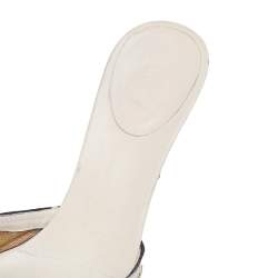 مملوكة مسبقًا Gucci Beige Raffia And Leather Bamboo Horsebit Slide Sandals Size 36.5