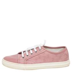 مملوكة مسبقًا Gucci Pink GG Canvas And Leather Low Top Sneakers Size 39