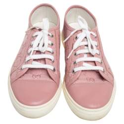 مملوكة مسبقًا Gucci Pink GG Canvas And Leather Low Top Sneakers Size 39