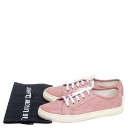 مملوكة مسبقًا Gucci Pink GG Canvas And Leather Low Top Sneakers Size 39