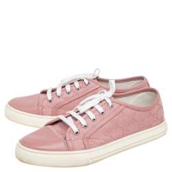 مملوكة مسبقًا Gucci Pink GG Canvas And Leather Low Top Sneakers Size 39