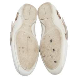 Pre Owned Gucci White-Beige GG Canvas and Leather Velcro Sneakers Size 40