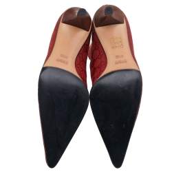 Pre Owned Gucci Red GG Canvas Ankle Length Boots Size 38