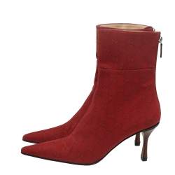 Pre Owned Gucci Red GG Canvas Ankle Length Boots Size 38
