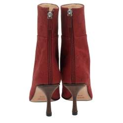 Pre Owned Gucci Red GG Canvas Ankle Length Boots Size 38