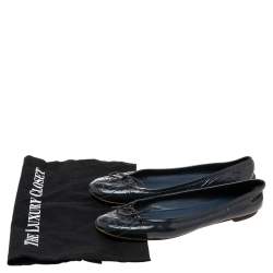 Pre Owned Gucci Navy Blue Patent Leather  Ballet Flats Size 36.5