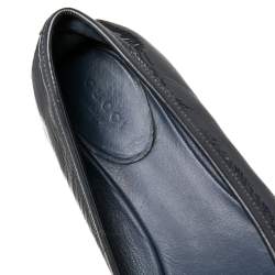 Pre Owned Gucci Navy Blue Patent Leather  Ballet Flats Size 36.5