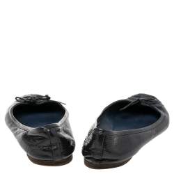 Pre Owned Gucci Navy Blue Patent Leather  Ballet Flats Size 36.5